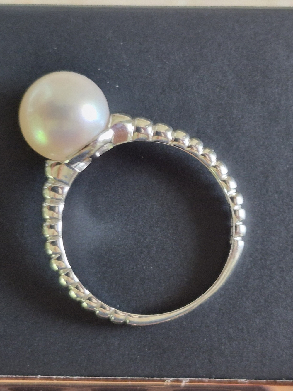 White Pearl Ring 14k White Gold Sz 7 - Picture 5 of 11